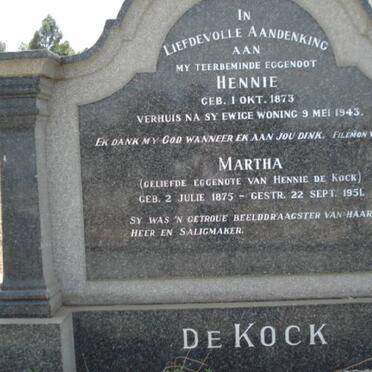 KOCK Hennie, de 1873-1943 &amp; Martha 1875-1951