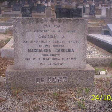 KOCK Jacobus A., de 1891-1955 &amp; Magdalena Carolina KOORTS 1894-1976