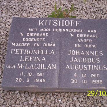 KITSHOFF Johannes Jacobus Augutinus 1910-1988 &amp; Petronella Lefina McLACHLAN 1911-1985