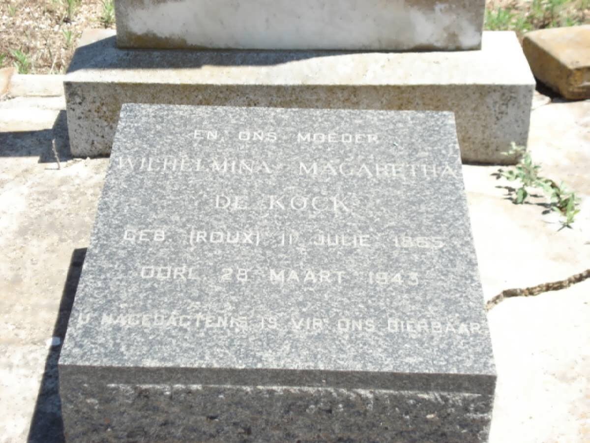KOCK Wilhelmina Margaretha, de  nee ROUX 1865-1943