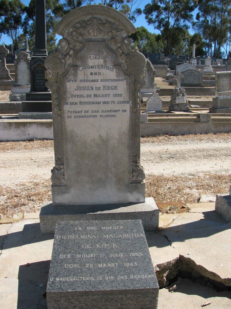 KOCK Josias, de -1935 &amp; Wilhelmina Margaretha ROUX 1865-1943