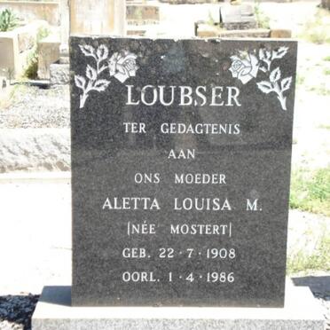 LOUBSER Aletta Louisa Mostert 1908-1986
