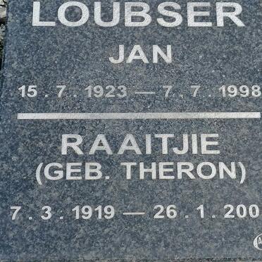 LOUBSER Jan 1923-1998 &amp; Raaitjie THERON 1919-2005