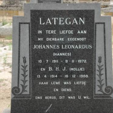 LATEGAN Johannes Leonardus 1911-1972 &amp; B.H.J. 1914-1988