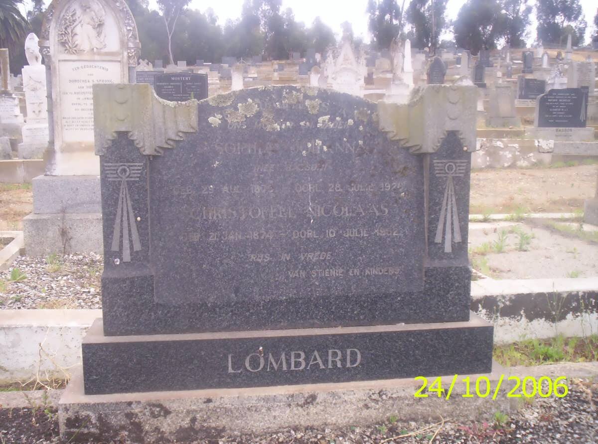 LOMBARD Christoffel Nicolaas 1874-1962 &amp; Sophia Johanna BASSON 1875-1926