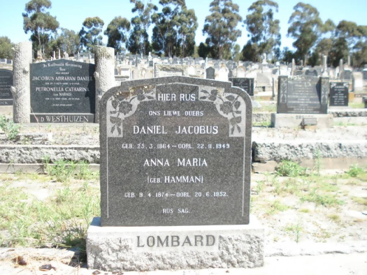 LOMBARD Daniel Jacobus 1864-1949 &amp; Anna Maria HAMMAN 1874-1952