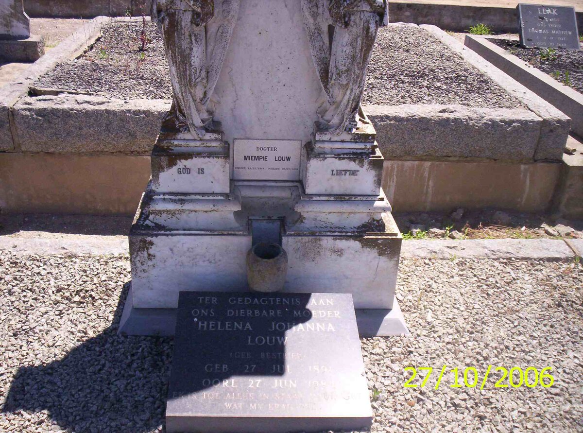 LOUW Helena Johanna nee BESTBIER 1891-1984 :: LOUW Miempie 1918-1991