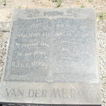 MERWE D.J., van der 1921-1957