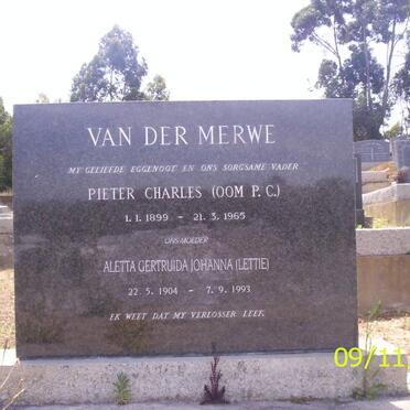 MERWE Pieter Charles, van der 1899-1965 &amp; Aletta Gertruida Johanna 1904-1993