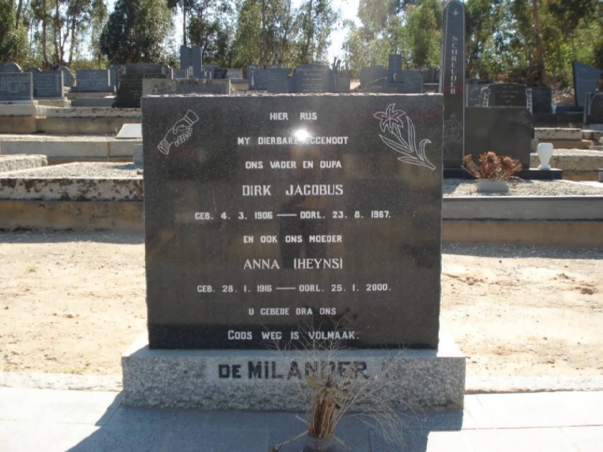 MILANDER Dirk Jacobus, de 1906-1967 &amp; Anna HEYNS 1916-2000