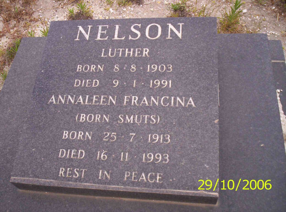 NELSON Luther 1903-1991&amp; Annaleen Francina SMUTS 1913-1993