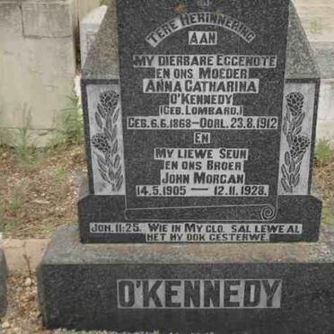O'KENNEDY Anna Catharina nee LOMBARD 1868-1912 :: O'KENNEDY John Morgan 1905-1928