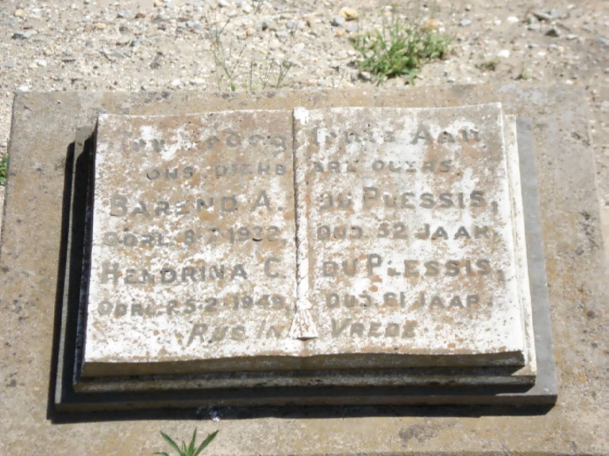 PLESSIS Barend A., du -1932 &amp; Hendrina C. -1949