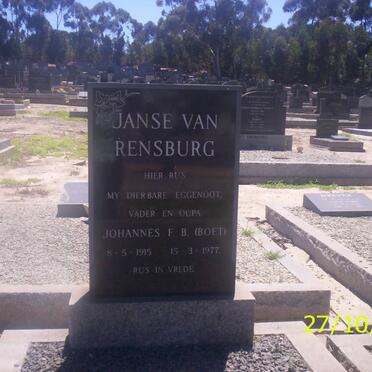 RENSBURG Johannes F.B., Janse van 1915-1977