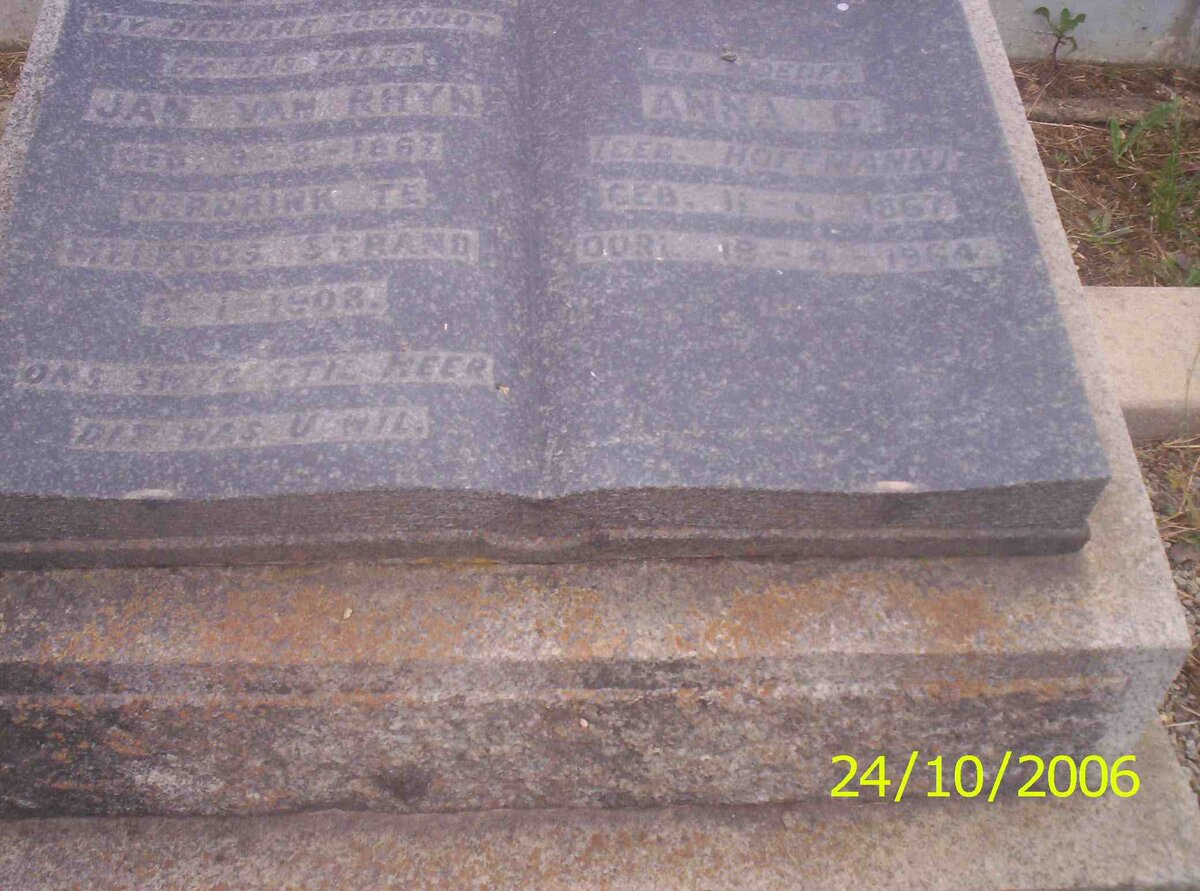 RHYN Jan, van 1867-1908 &amp; Anna C. HOFFMANN 1867-1964