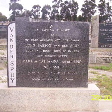 SPUY John Basson, van der 1896-1959 &amp; Martha Catharina SMIT 1911-1999