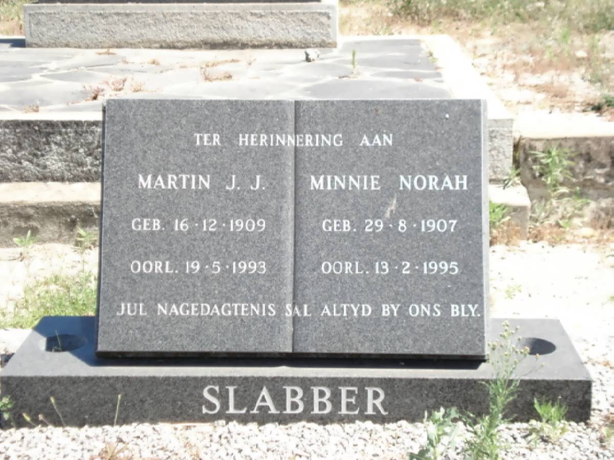 SLABBER Martin J.J. 1909-1993 &amp; Minnie Norah 1907-1995