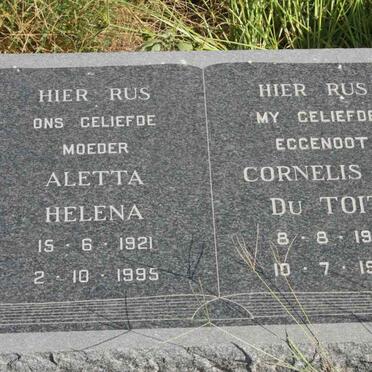 TOIT Cornelis J., du 1913-1966 &amp; Aletta Helena 1921-1995