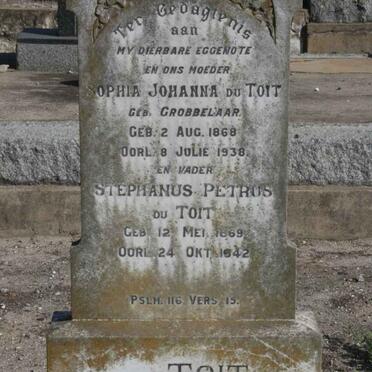 TOIT Stephanus Petrus, du 1869-1942 &amp; Sophia Johanna GROBBELAAR 1868-1938