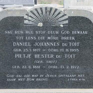 TOIT Daniel Johannes, du 1877-1955 &amp; Pietjé Hester SMIT 1881-1972