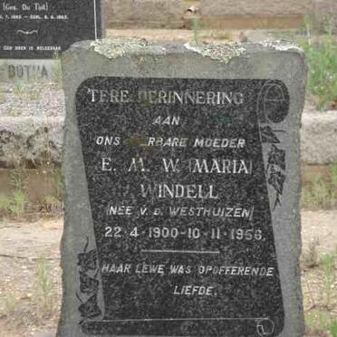WINDELL E.M.W. nee V.D. WESTHUIZEN 1900-1956