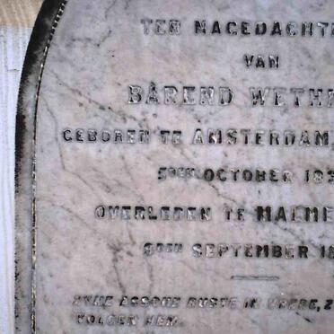WETHMAR Barend 1837-1893