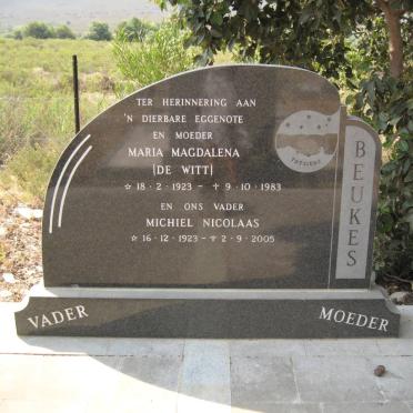 BEUKES Michiel Nicolaas 1923-2005 &amp; Maria Magdalena nee DE WITT 1923-1983
