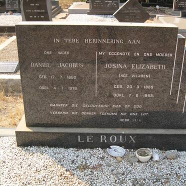ROUX Daniel Jacobus, le 1890-1976 &amp; Josina Elizabeth VILJOEN 1889-1968