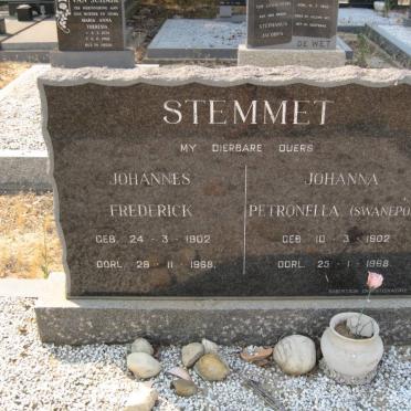 STEMMET Johannes Frederick 1902-1968 &amp; Johanna Petronella SWANEPOEL 1902-1968
