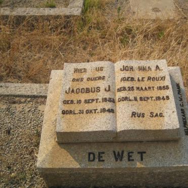 WET Jacobus J., de 1853-1948 &amp; Johanna A. LE ROUX 1855-1948