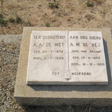 WET A.A., de 1874-1949 &amp; A.M. VAN GRAAN 1879-1955