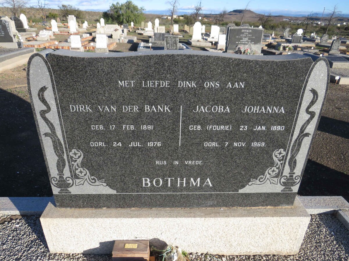 BOTHMA Dirk van der Bank 1891-1976 & Jacoba Johanna FOURIE 1890-1969 :: BOTHMA Coenraad Adolph 1936-2009 _1