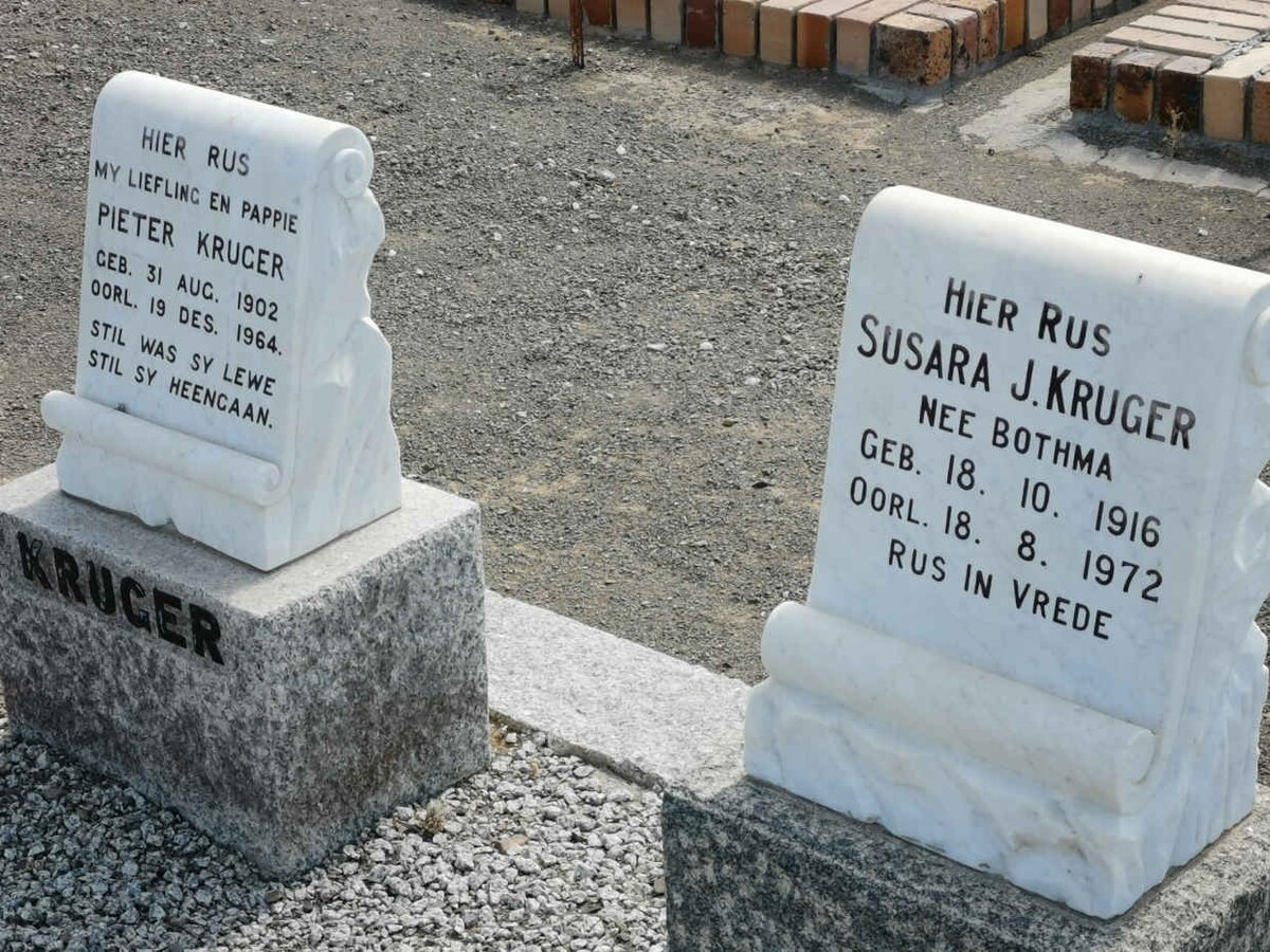 KRUGER Pieter 1902-1964 &amp; Susara J. BOTHMA 1916-1972