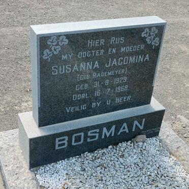BOSMAN Susanna Jacomina nee RADEMEYER 1929-1968
