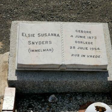SNYDERS Elsie Susanna nee IMMELMAN 1873-1954
