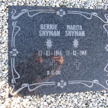 SNYMAN Berrie 1946-2007 & Marita 1949-