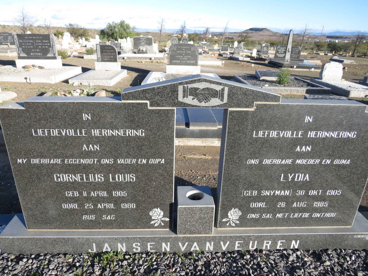 VEUREN Cornelius Louis, Jansen van 1905-1980 & Lydia SNYMAN 1905-1985