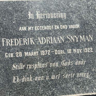 SNYMAN Frederik Adriaan 1872-1922