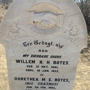 BOTES Willem N.H. 1881-1922 &amp; Dorethea M.E. ERASMUS 1883-1923