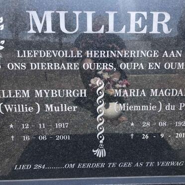 MULLER Willem Myburgh 1917-2001 &amp; Maria Magdalena DU PLESSIS 1929-2017