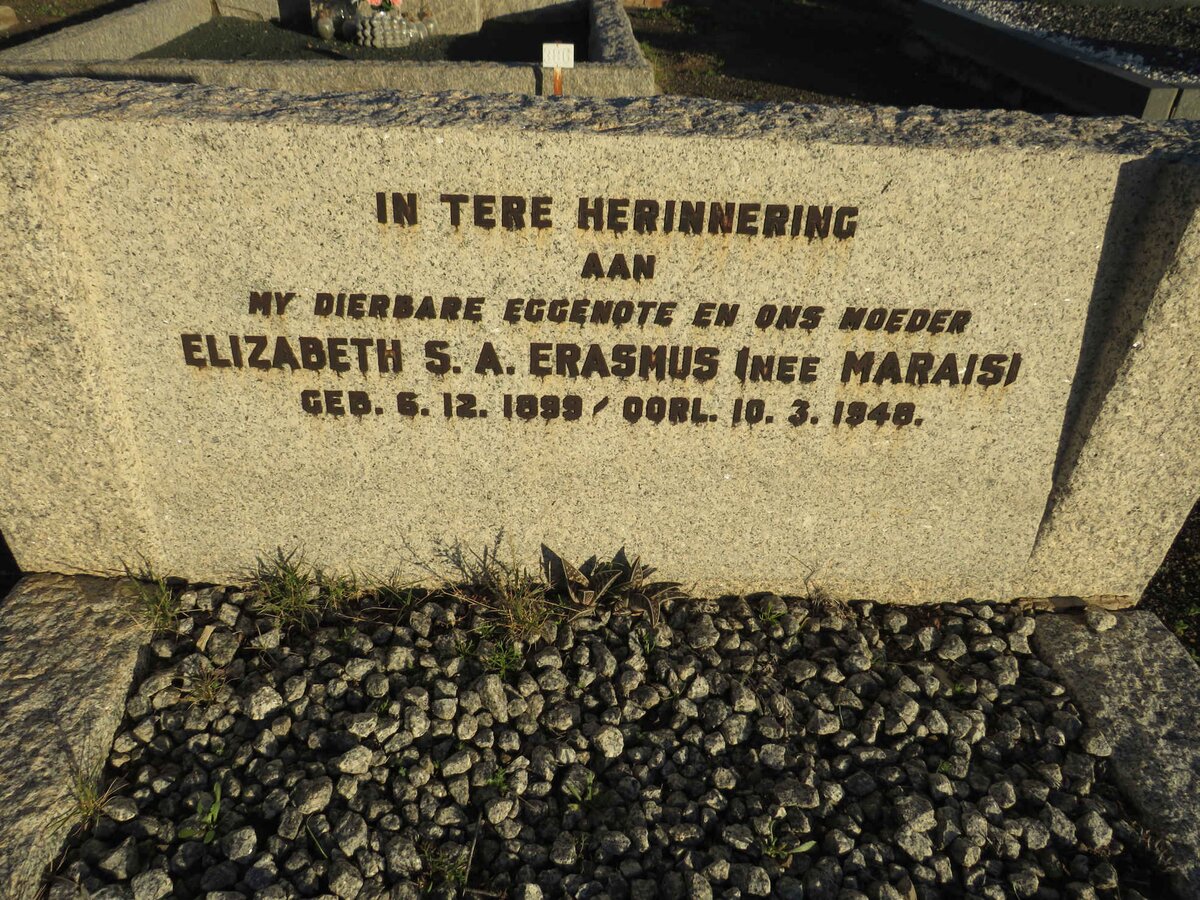 ERASMUS Elizabeth S.A. nee MARAIS 1899-1948