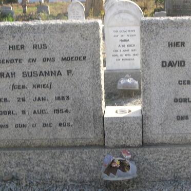 KOCK David Gideon, de 1887-1975 &amp; Sarah Susanna P. KRIEL 1883-1954