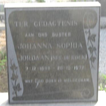 JORDAAN Johanna Sophia nee DE KOCK 1898-1972