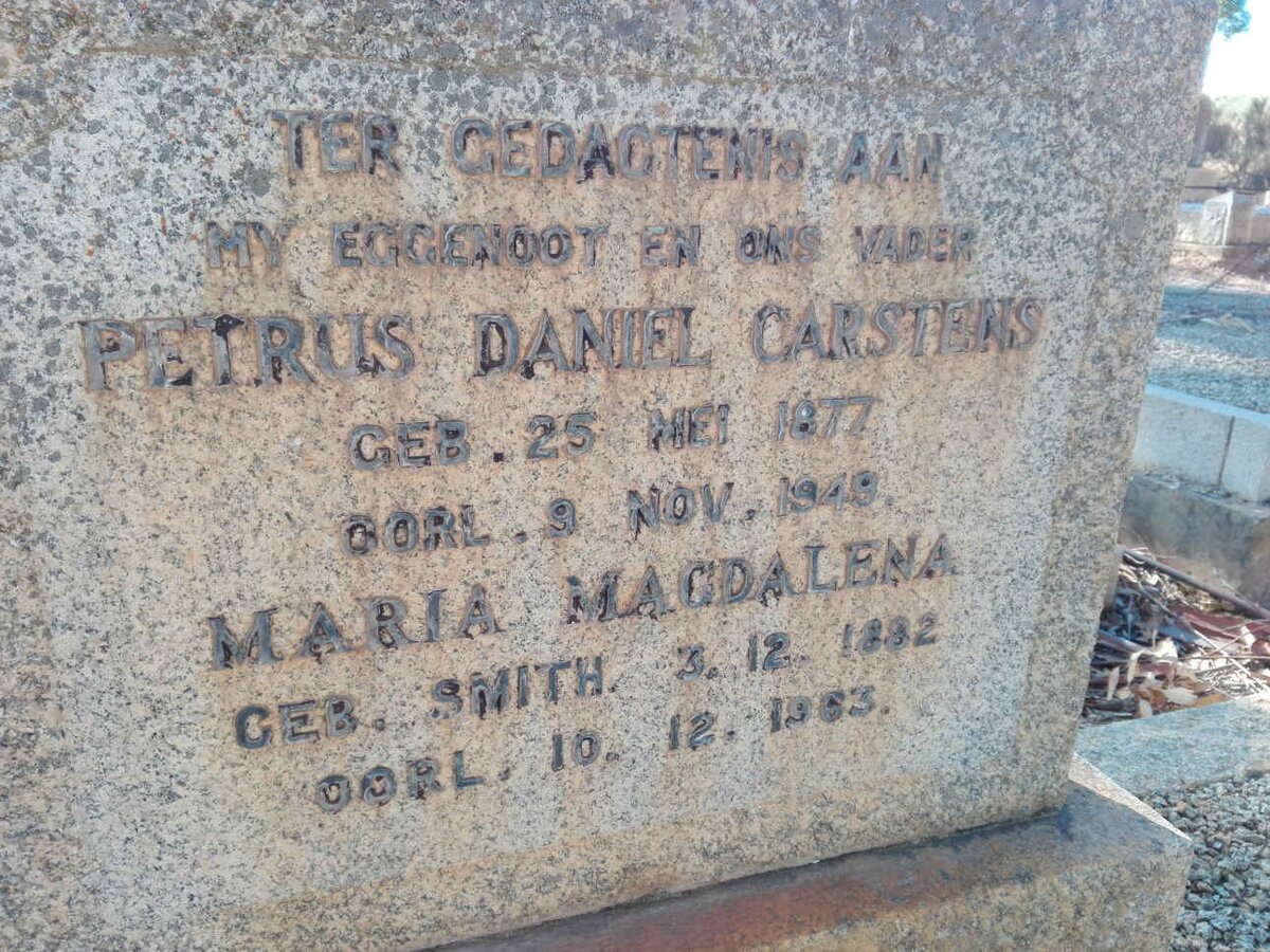 CARSTENS Petrus Daniel 1877-1949 & Maria Magdalena SMITH 1882-1963