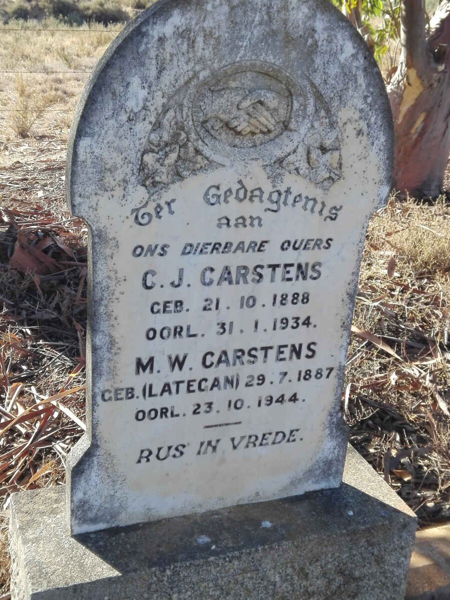 CARSTENS C.J. 1888-1934 & M.W. LATEGAN 1887-1944