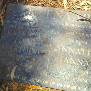 DIPPENAAR Johannes Marthinus Petrus 1918-1994 & Anna 1924-2004