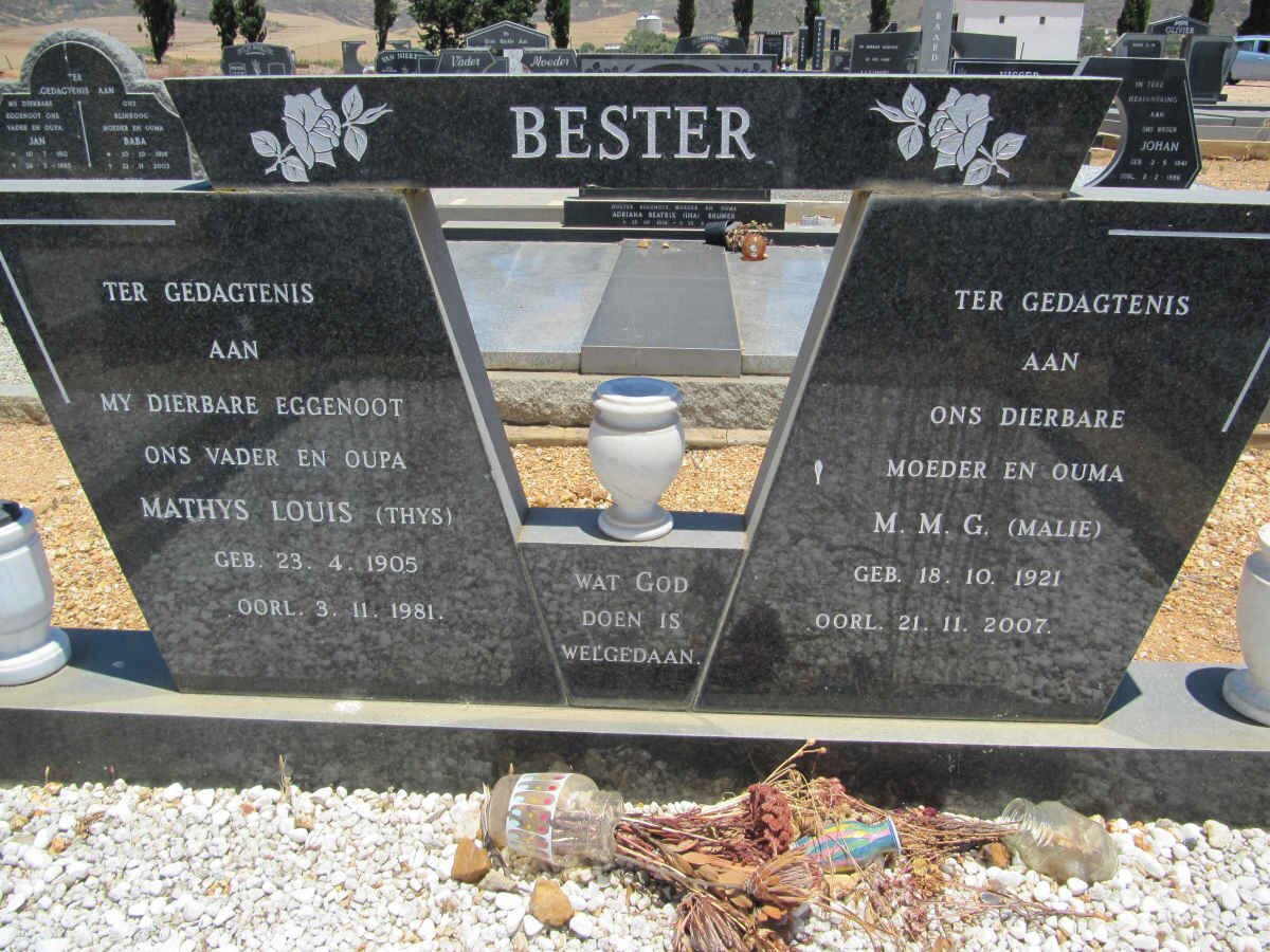 BESTER Mathys Louis 1905-1981 &amp; M.M.G. 1921-2007