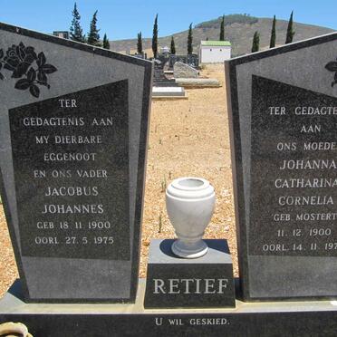 RETIEF Jacobus Johannes 1900-1975 &amp; Johanna Catharina Cornelia MOSTERT 1900-1977