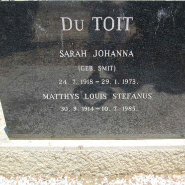 TOIT Matthys Louis Stefanus, du 1914-1985 &amp; Sarah Johanna SMIT 1918-1973
