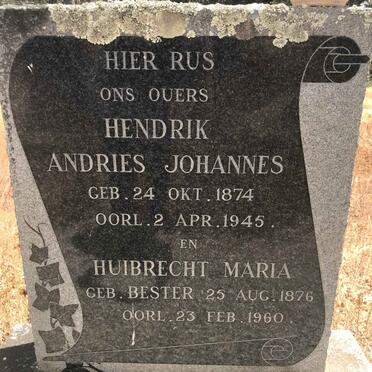 MOSTERT Hendrik Andries Johannes 1874-1945 & Huibrecht Maria BESTER 1876-1960